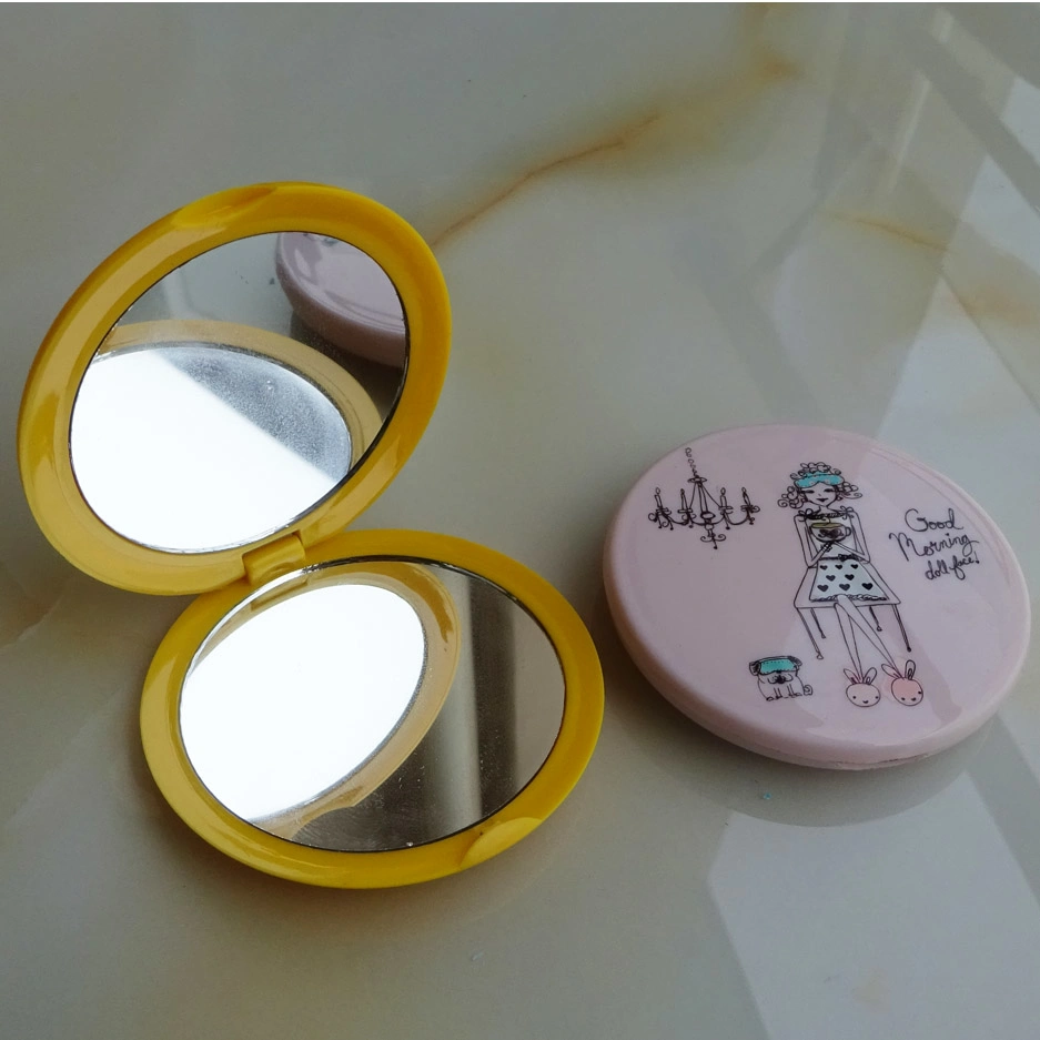 Win Sun Customized ABS Plastic Small Compact Round Cosmetic Fashion Pocket Mirrors for Women