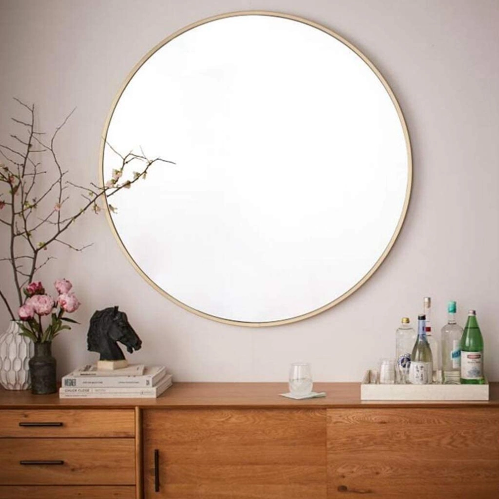 Home Decor Decoration Hotel Room Wall Mirror Vanity Cosmetic Furniture Bathroom Shaving Makeup Dressing Aluminum Metal Framed Mirror