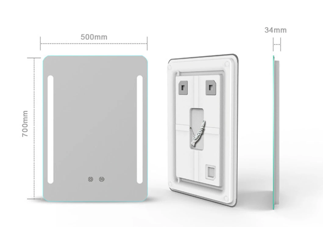 Custom Sample Hotel Villa Single Double Switch Degogger Bath LED Mirrors Round with Time Clock Display