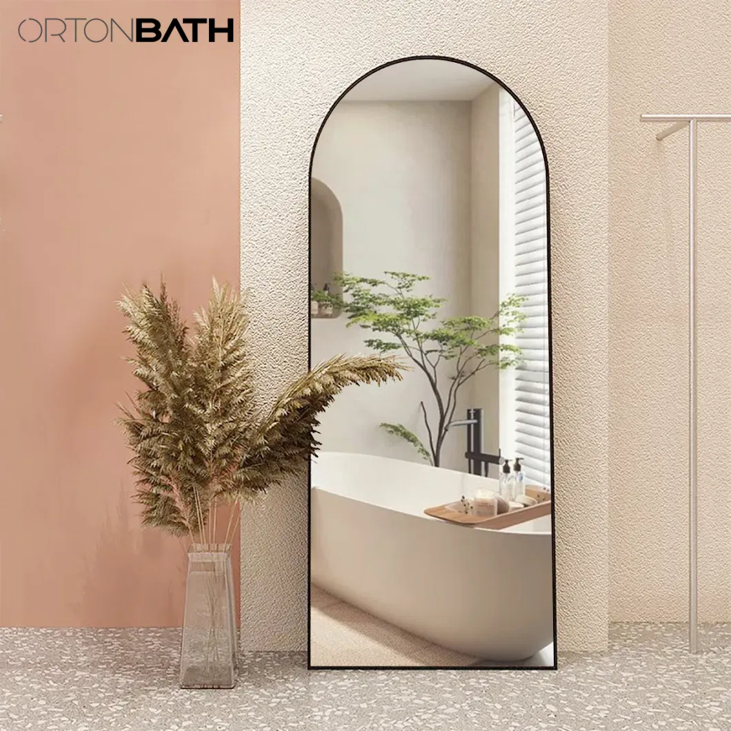 Ortonbath Floor Mirrors Dressing Mirror Full-Length Body Free Standing Gold Aluminum Framed Full Length Large Size Oversized Mirror