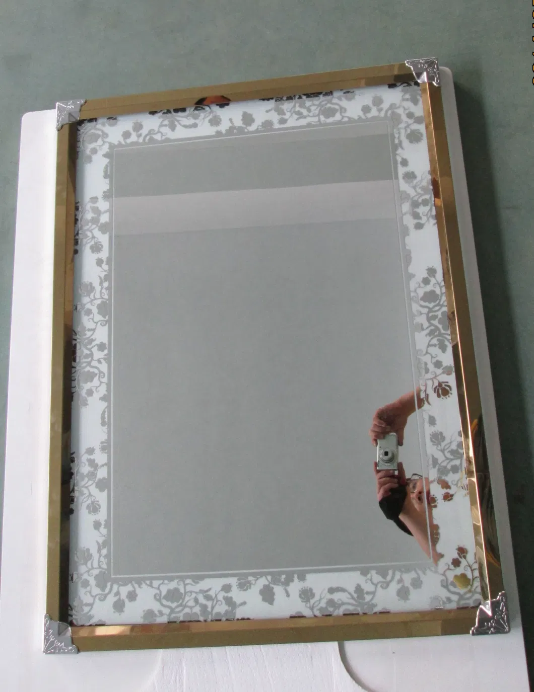 Golden Frame LED Bathroom Hotel Backlight Touch Smart Wall Mirror