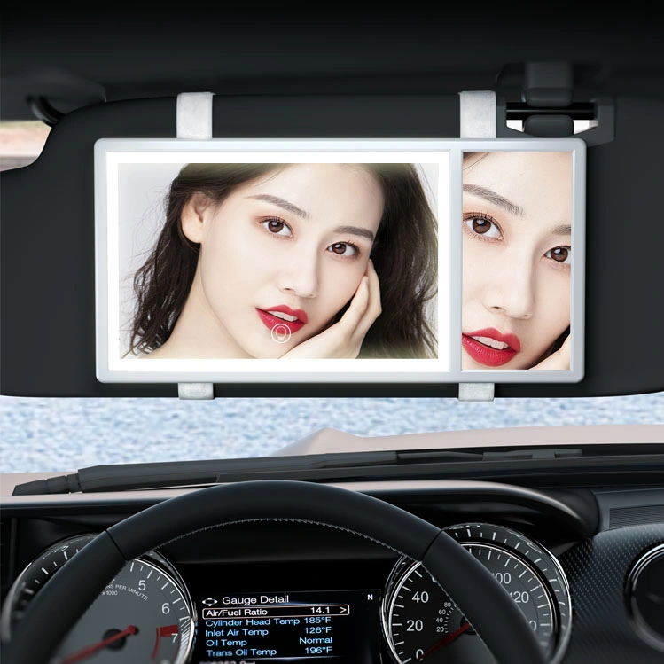 Car Mounted 5X Magnification LED Mirror USB Rechargeable Vehicle Sun Visor Vanity Dimmable Makeup Mirror