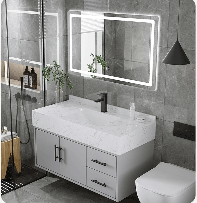 Modern Wall Mounted Wooden Bathroom Cabinets Furniture Sanitary Vanity Vanities LED Mirror Mirrored Medicine Bathroom Cabinet