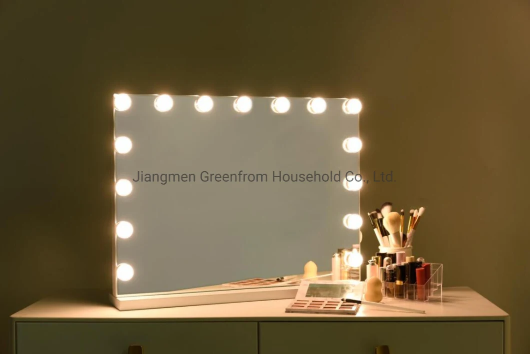 Hot Selling 15 Light Bulbs LED Mirror Hollywood Makeup Mirror with USB Phone Charging