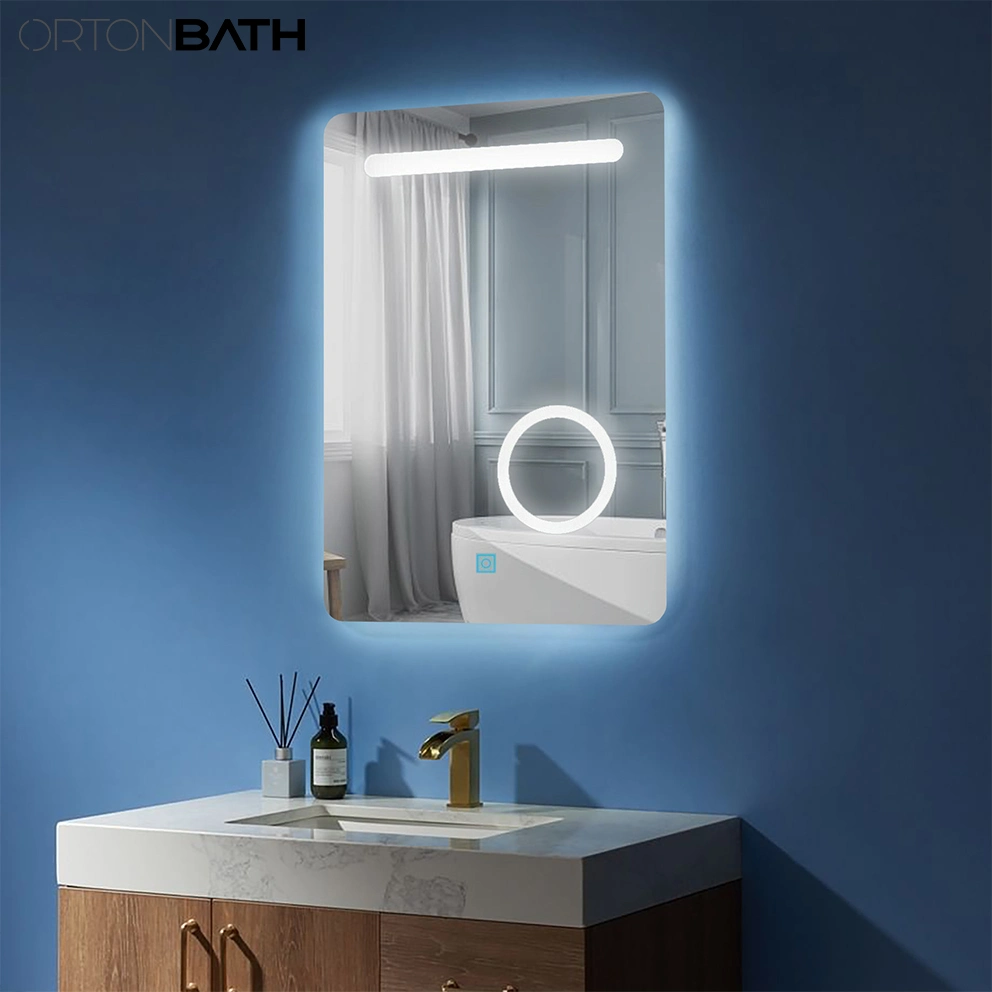 Ortonbath Makeup Anti-Fog Mirror with 3 Times Magnifier Dimmable Light Touch Switch Wall Mounted (Horizontal/Vertical)
