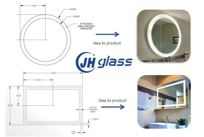 Jh Glass UL Wall Mounted Bathroom LED Mirror with Defogger Bluetooth Dimmer Time Indicate Hot Sell in U. S. a