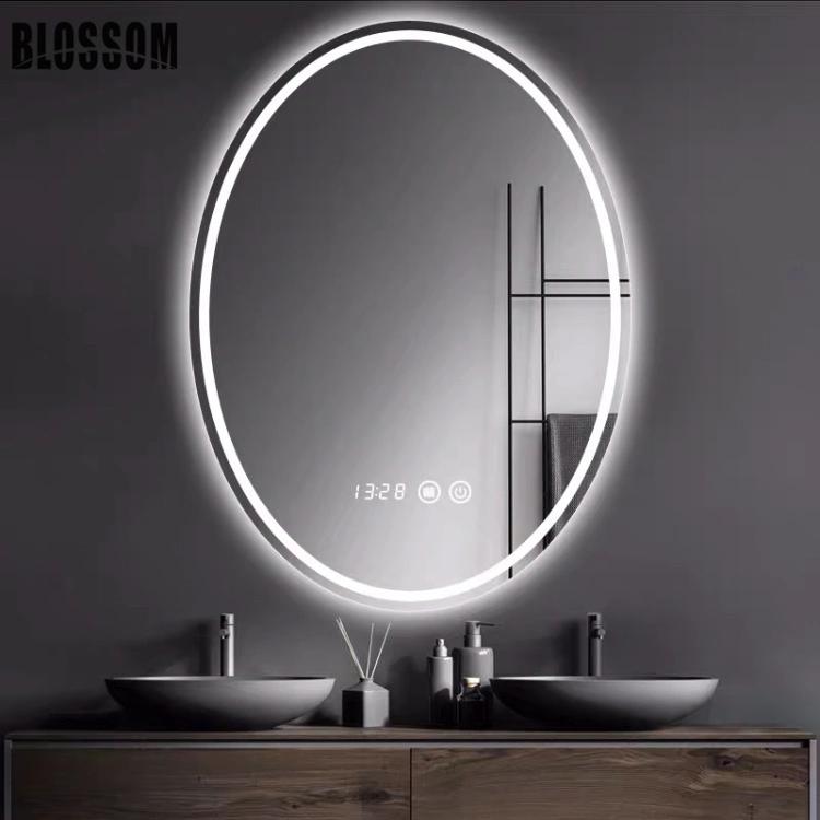 Hotel Bathroom Furniture Touch Screen Anti-Fog LED Backlit Light Smart Modern Wall Mirror