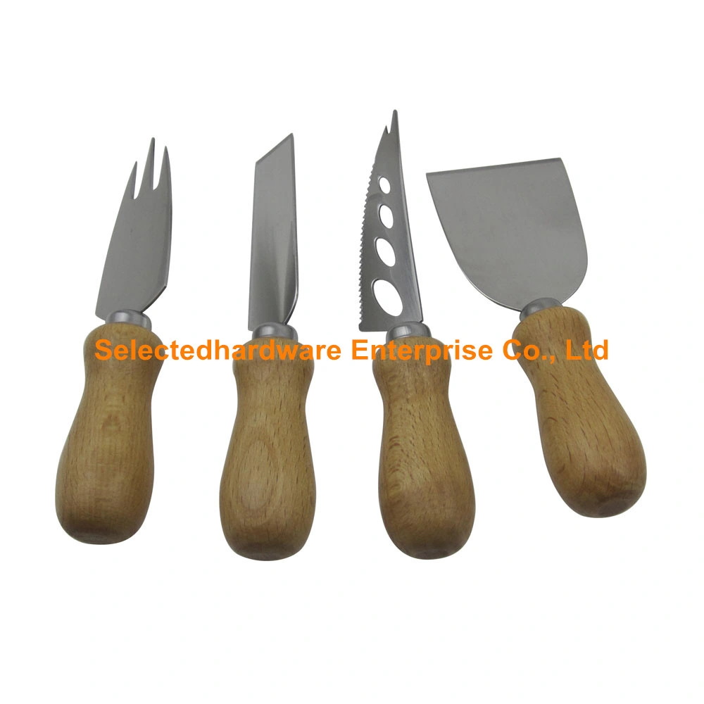 4PCS Set Cheese Knives with Wooden Handle Stainless Steel Cheese Slicer