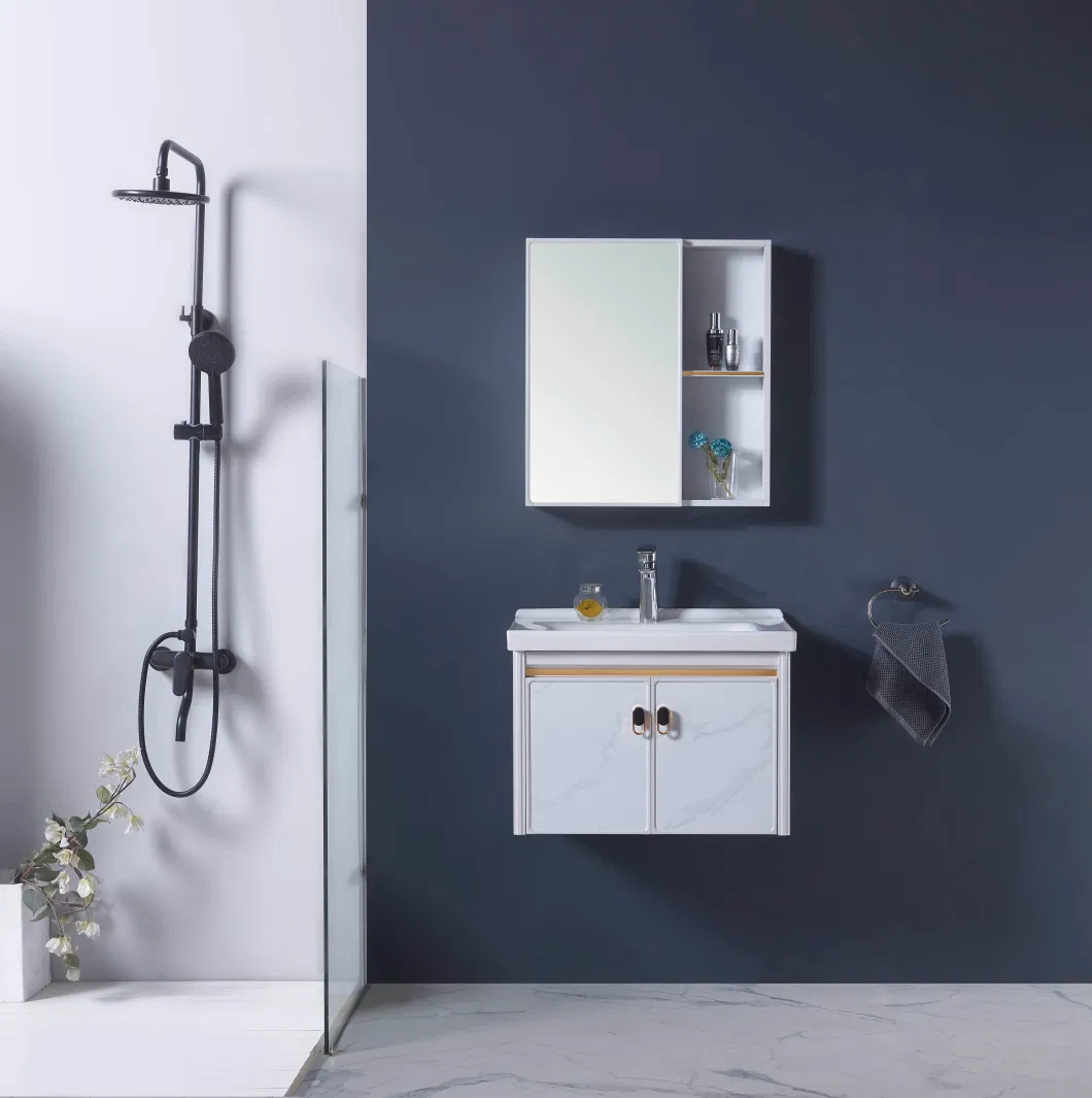 Luxury Modern Small Wall Mounted Floating Aluminum Bathroom Vanity Cabinet with Sink