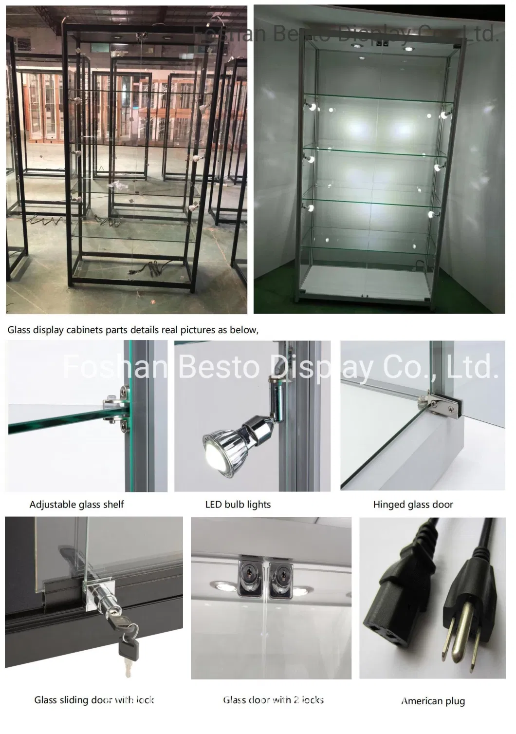 78 Inch Glass Display Cabinets with LED Lights and Glass Shelves for Vape Store, Smoke Shop, Jewelry Store, Tabacco, Cigeratte Store, Retail Display.