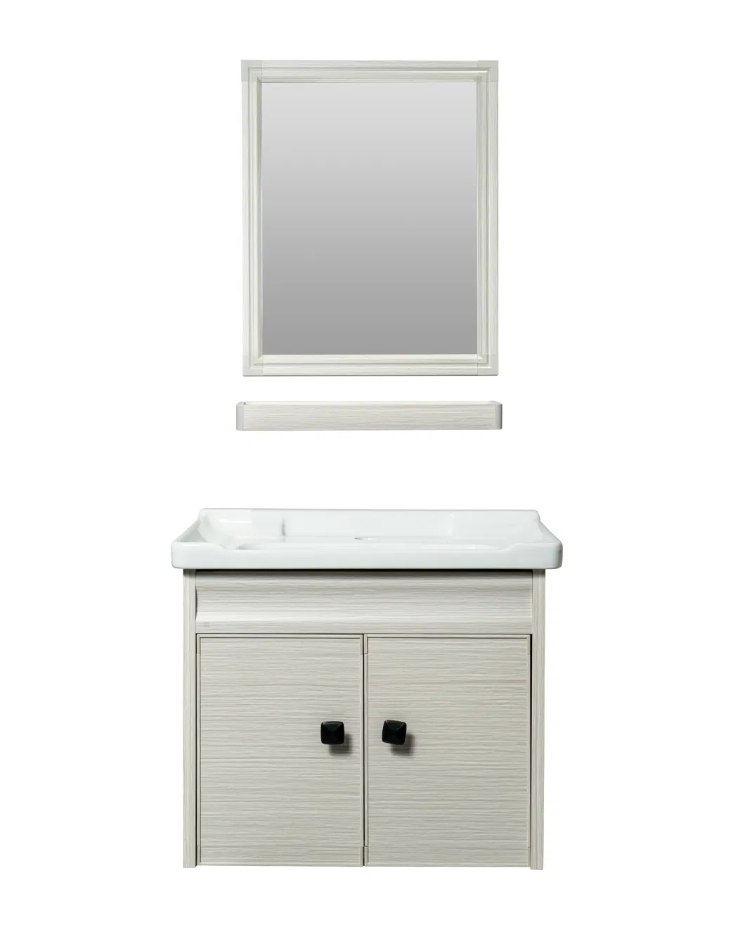 Light Wood Grain Color Contracted Floor Style Bathroom Cabinet with Mirror