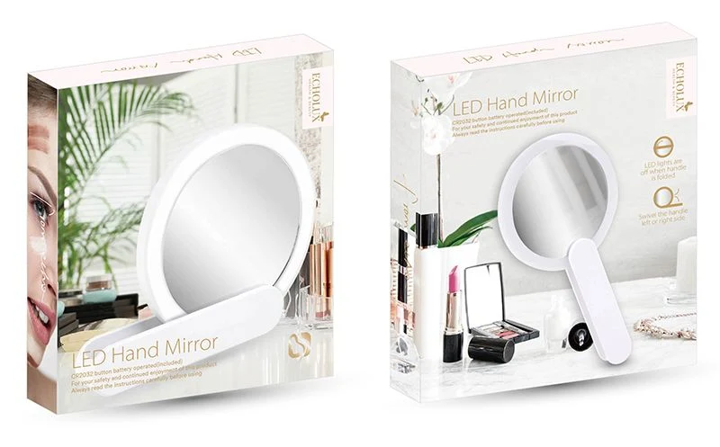 Custom Foldable Hand Held Mini Makeup LED Light Travel Pocket Smart Mirror for Beauty Cosmetic