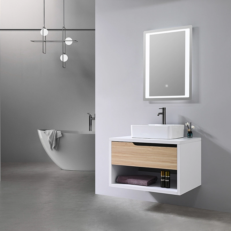 Wall Mounted Modern Vanity Bathroom Mirror Cabinet with Basin and Light for Home Bathroom Vanity Cabinet with Sink