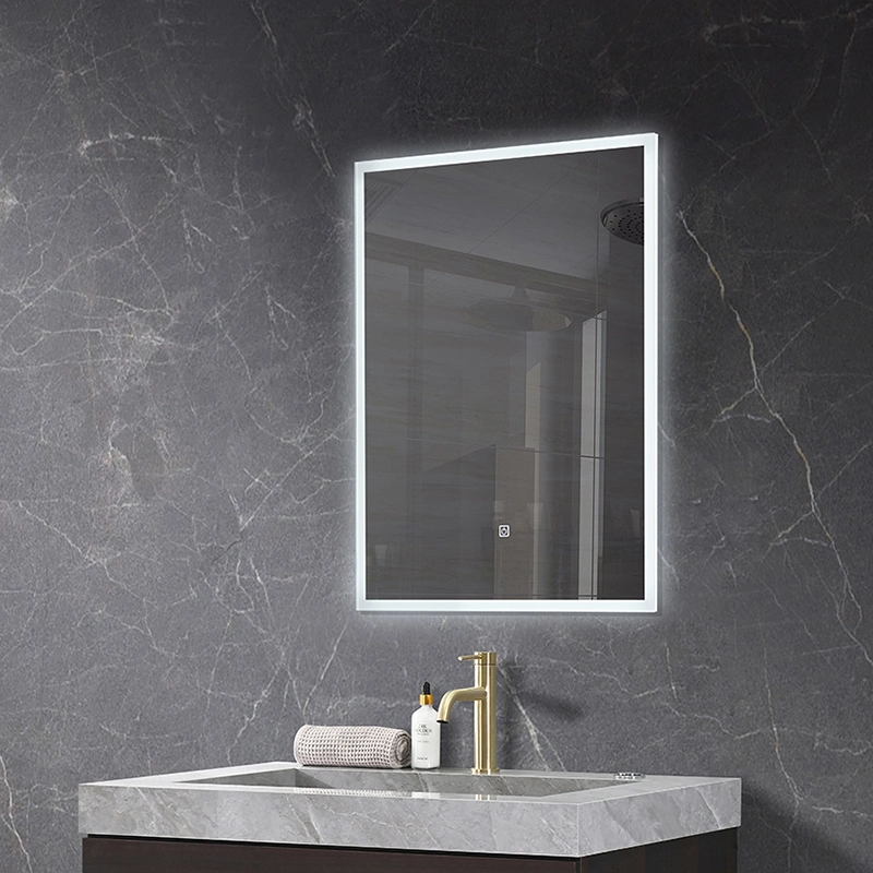 Modern Decorative Cosmetic Bathroom Vanity Mirrors Black Aluminum Framed Wall Hanging Mirror Furniture Espejo LED Mirror