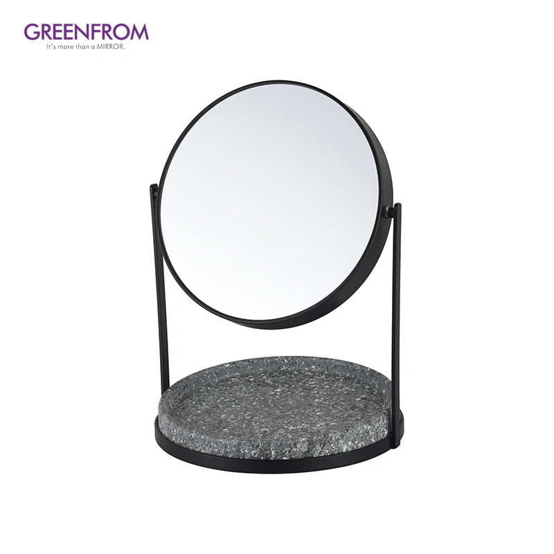 Desktop Mirror Rotating Dresser with Storage Tray Cosmetic Mirror