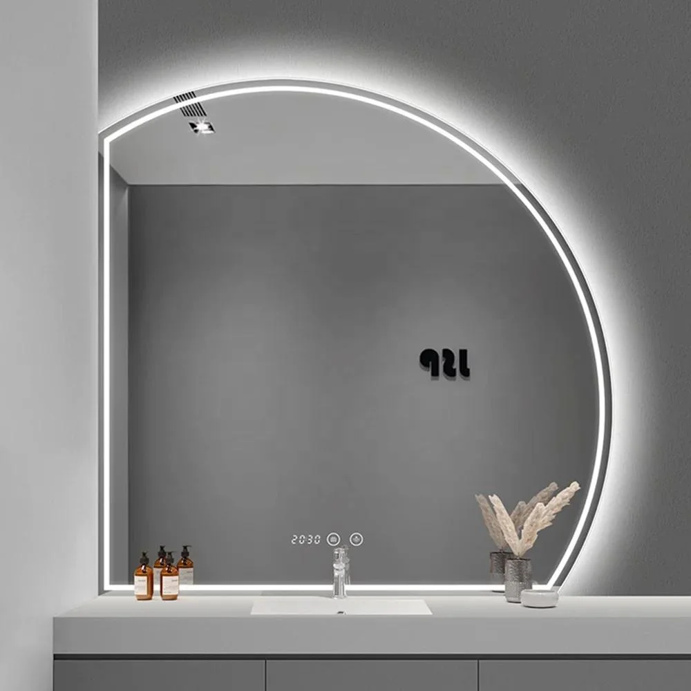 Defog Irregular Shape Wall Mounted Frameless Vanity Bathroom Mirror Backlit