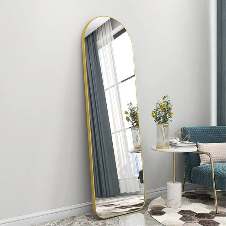 Aluminum Frame Full Length Long Wall Mirror Metal Bedroom Floor Dressing Living Room Standing Mirrors with Stand