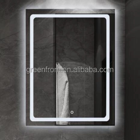 Square Bathroom LED Lighted Makeup Mirror with Anti-Fog Function