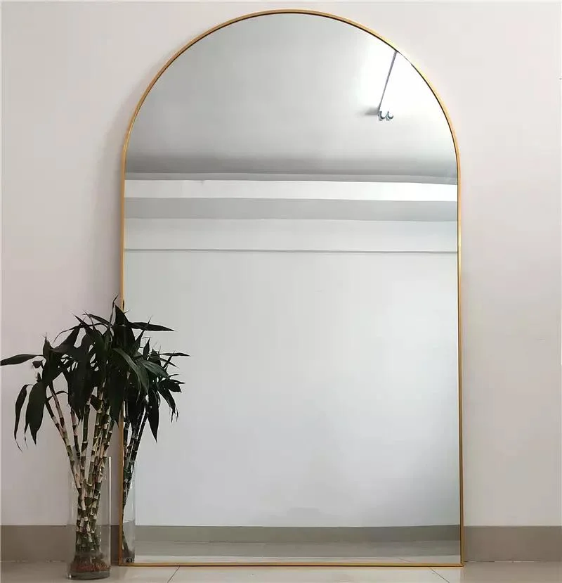 Custom Wholesale Large Big Arch Metal Framed Gold Full Length Body Long Dressing Standing Floor Wall Mirror