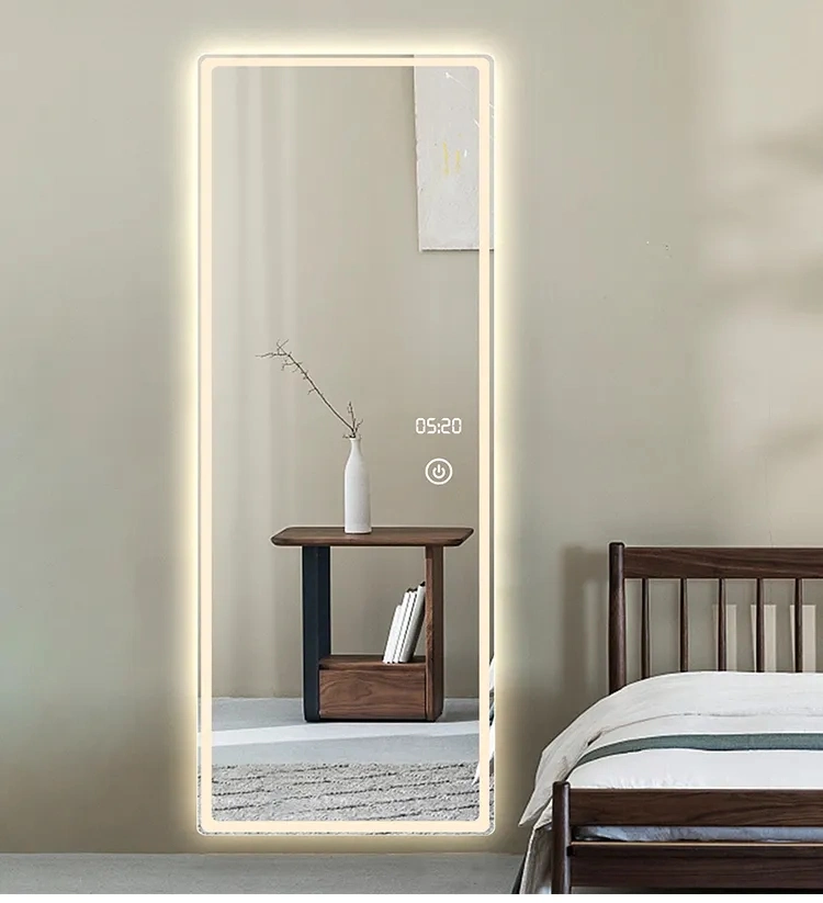 Modern Designer Decorative Home Decor Salon Long LED Lighted Large Wall Mirror Full Length Floor Standing Dressing Mirror