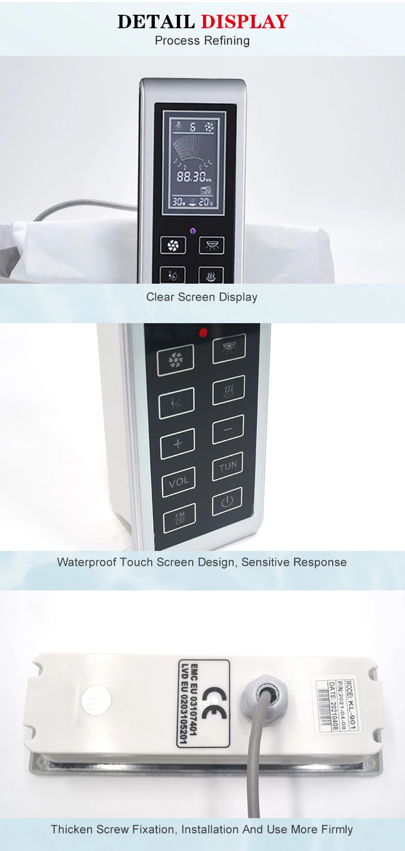 Smart Shower Room Control Panel with Thermostat
