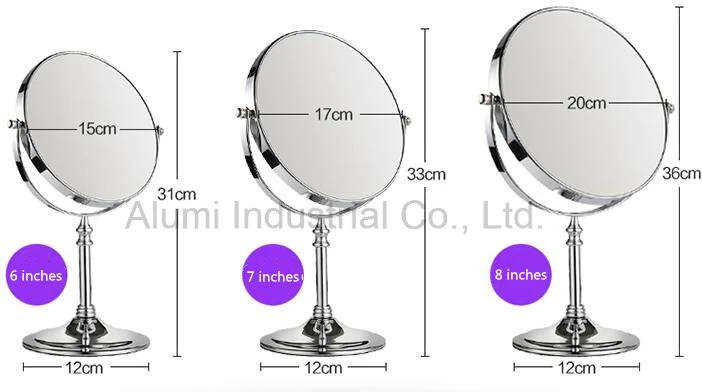 Round Shaped Double Sided Table Mirror Free Standing Desktop