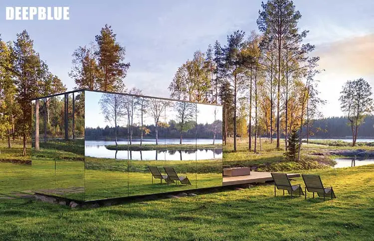 Au/Nzs/USA Standard Prefabricatedlight Steel Frame Home Modern Mirror Style Cabin Deepblue Smarthouse