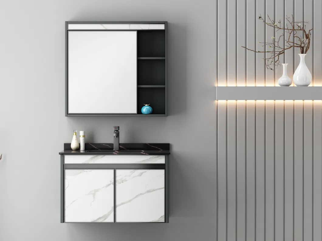 Glass Mirror Bathroom Cabinet Modular Bathroom Cabinet Aluminum Bathroom Cabinet (HZS799)