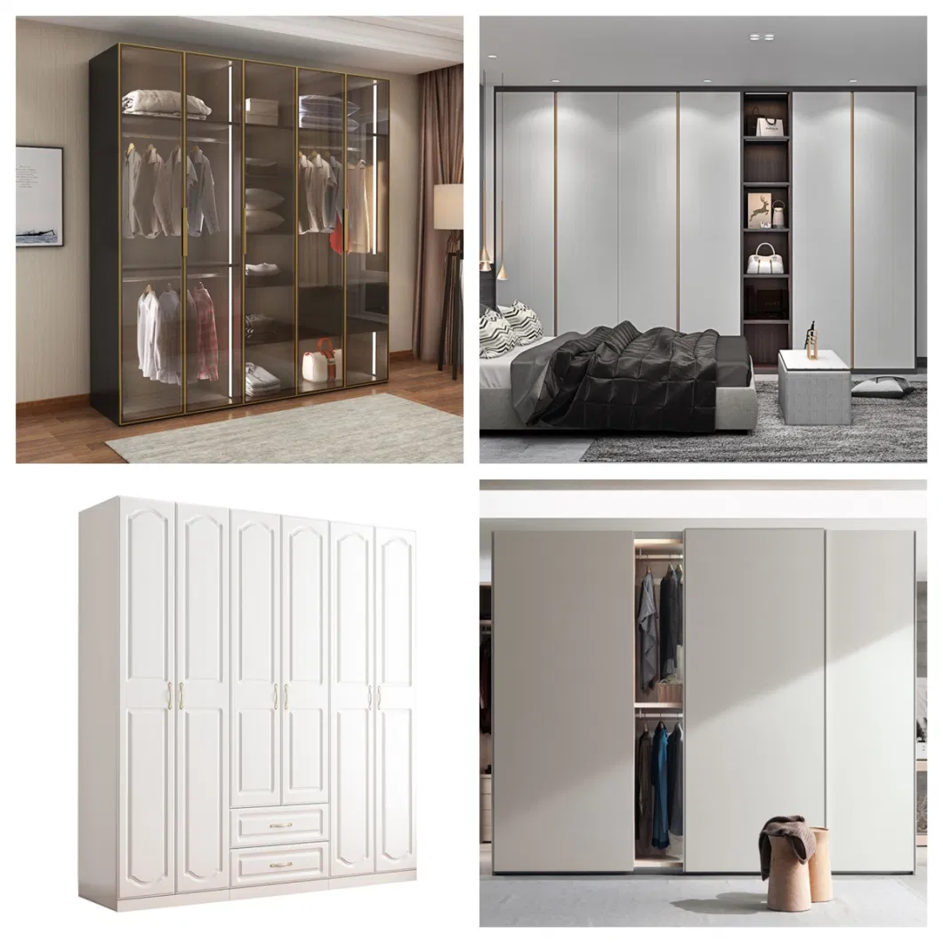 Ace Custom Made Bedroom Furniture Wood Built in Wardrobe Grey Glass Door Closet Cloakroom Walk in Closet