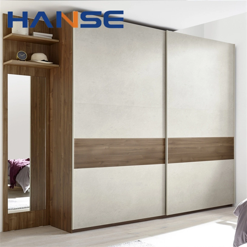 Custom Minimalist Style Bedroom Furniture Sliding Door French Wardrobe Built in Closet