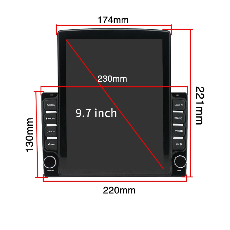 Car Android Player 9.7 Inch Car Radio IPS LCD MP5 Player Radio Bluetooth GPS Navigation WiFi FM/RDS Radio 2USB Mirror Link