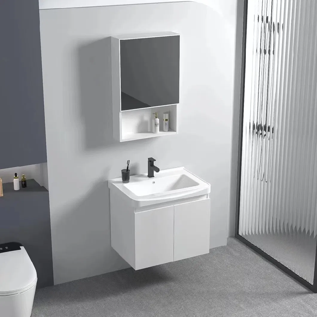 Aluminum Bathroom Mirror Cabinet with LED Lights Wall-Mounted Vanity