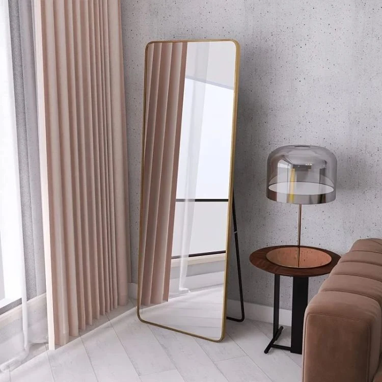Full Length Wall Mirror 63 X 20 Arched Free Standing Body Mirror Black Metal Framed Large Floor Mirror for Bedroom