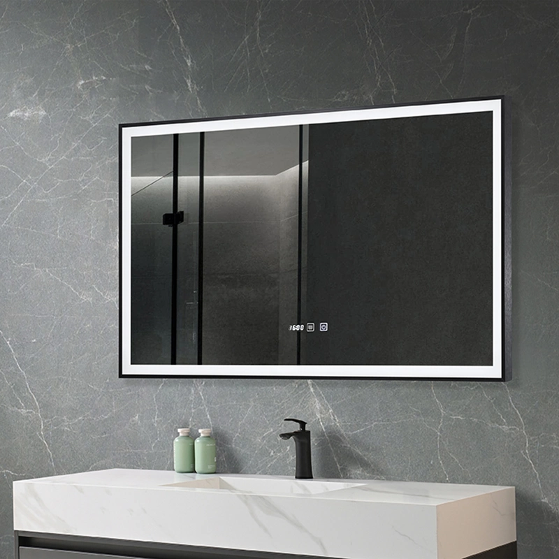 ETL CE Big Aluminum Framed Touch Light Anti Fog Rectangule Bathroom Back Lit LED Vanity Wall Panel Mirror with Lights