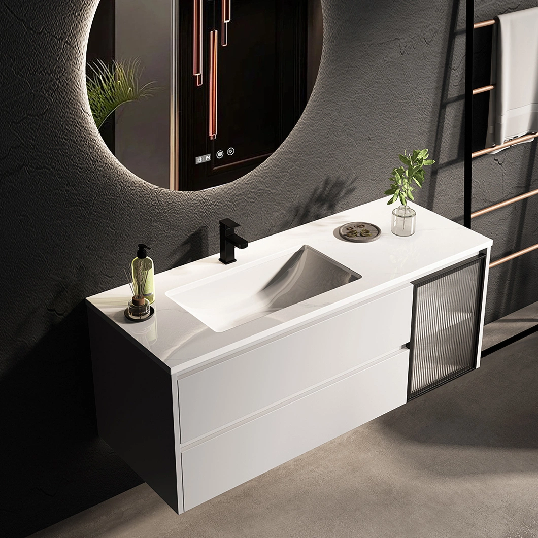 OEM Modern Nordic Combination Bathroom Washstand Smart Mirror Lighting Wood Minimalist Wash Basin Bathroom Cabinet