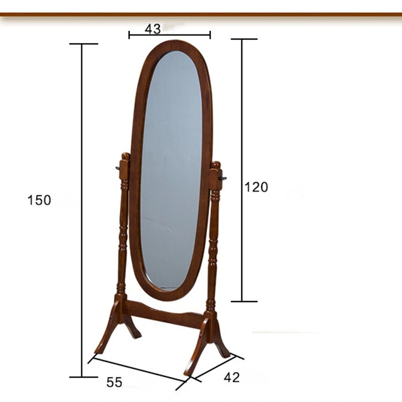 High-End Retro Mirror Floor Full-Length Mirror Solid Wood Mirror Vanity Mirror