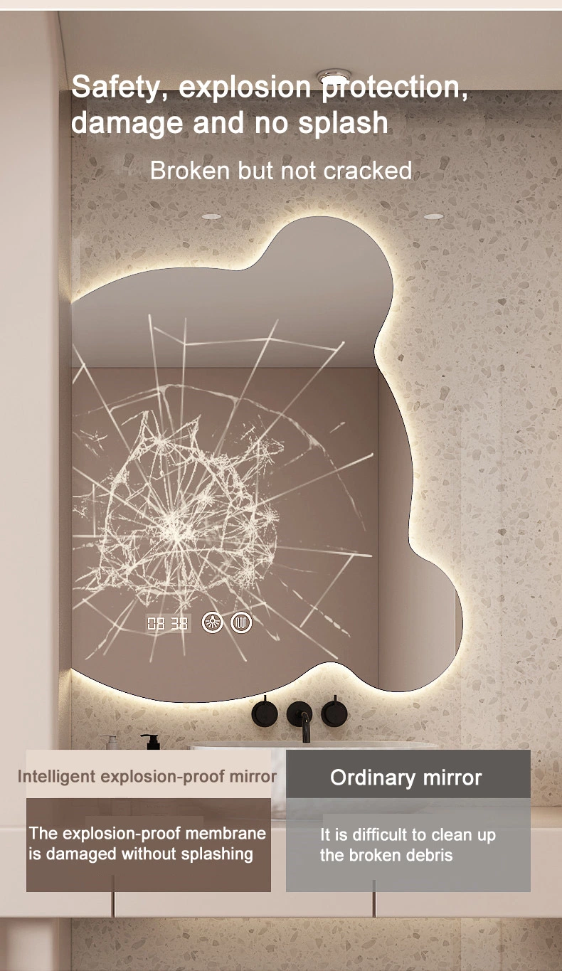 Hot Selling Cartoon Shaped Backlight Anti Fog Bath Wall Mirror Bathroom Intelligent LED Mirror Touch Screen