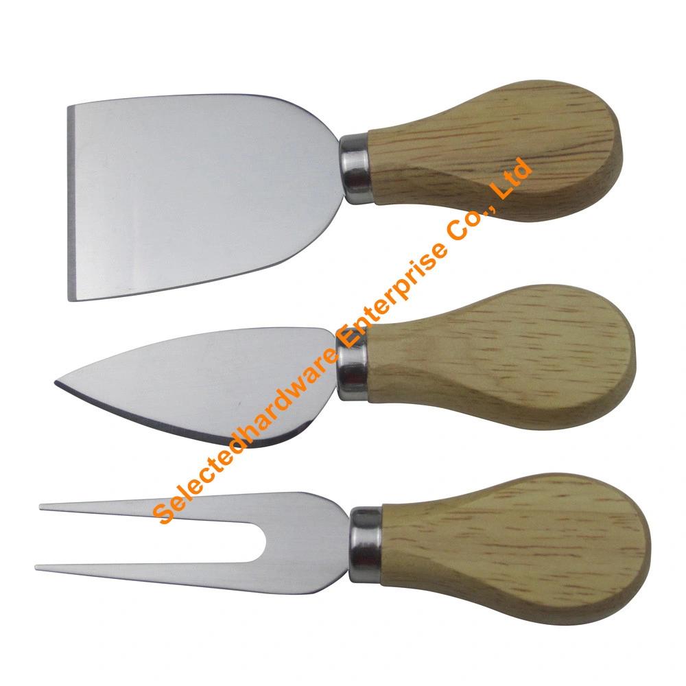 5PCS Rubber Wood Handle Cheese Knife Set with Slate Cutting Board Set