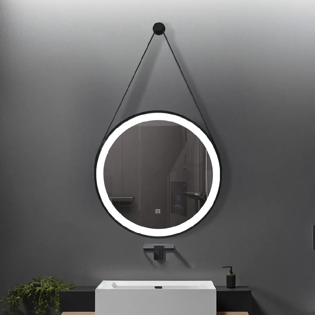 Modern Decorative Cosmetic Bathroom Vanity Mirrors Black Aluminum Framed Wall Hanging Mirror Furniture Espejo LED Mirror