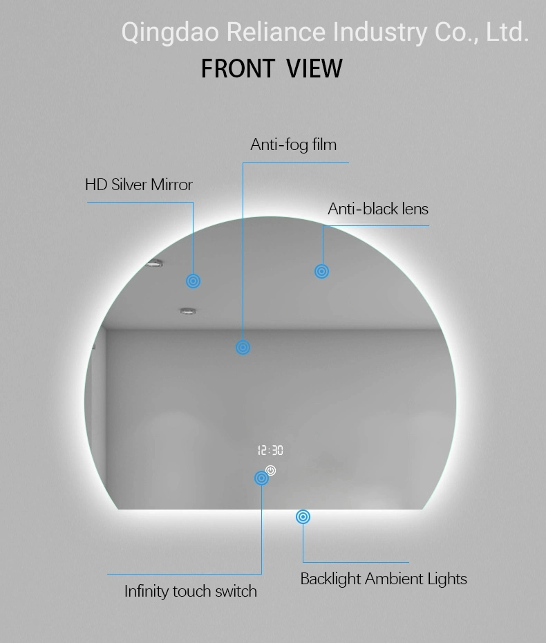 Round/ Semicircular Designer Wall Mounted Luminous Demisting LED Mirror/Bathroom Mirror with Multi Function