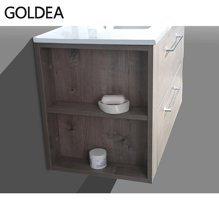 Wall Mount Storage Melamine Bathroom Vanity and Sink Cabinet with Mirror