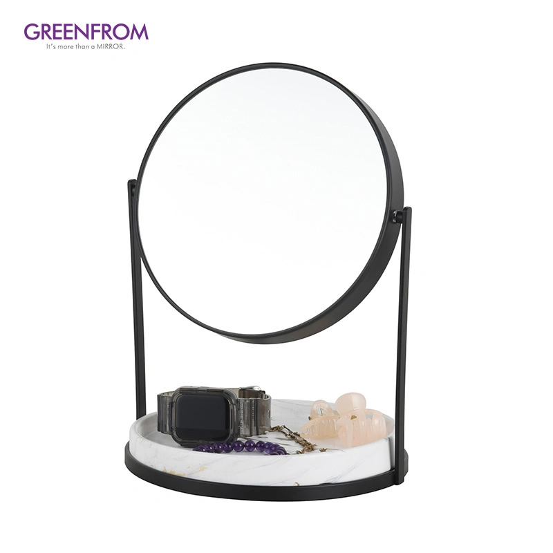 Desktop Mirror Rotating Dresser with Storage Tray Cosmetic Mirror