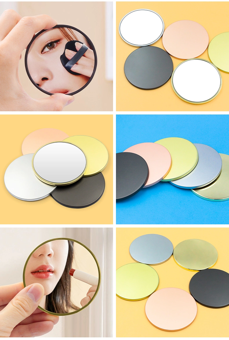 Manufacturer Custom design Zinc Alloy Luxury Black Cute Small Makeup Mirror Metal Gold Storage Mini Round Cosmetic Mirror