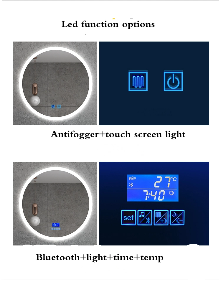 Golden Frame LED Bathroom Hotel Backlight Touch Smart Wall Mirror