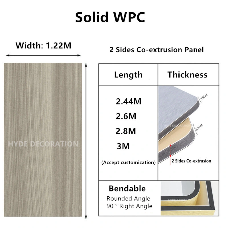 High Quality WPC Bamboo Charcoal Fiber Wood Veneer Metal Texture Solid Wall Board Mirror Finish Wall Panels