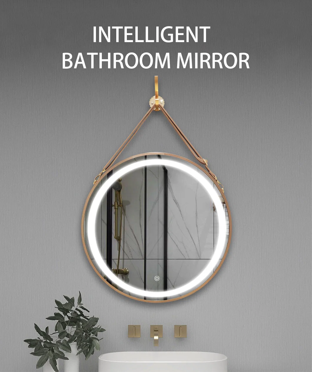 Smart Mirror Touch Screen Android Hotel Round Mirror with LED Lights Customize Multiple Functions Touch-Sensitive Screens