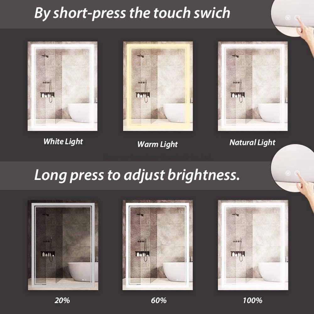 Square Bathroom LED Lighted Makeup Mirror with Anti-Fog Function