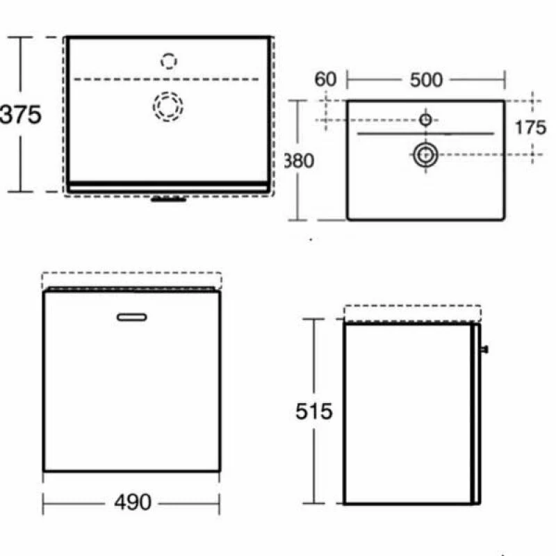 Ideal Standard Concept Space Wall Hung Vanity Unit with Basin 500mm Wide - Elm