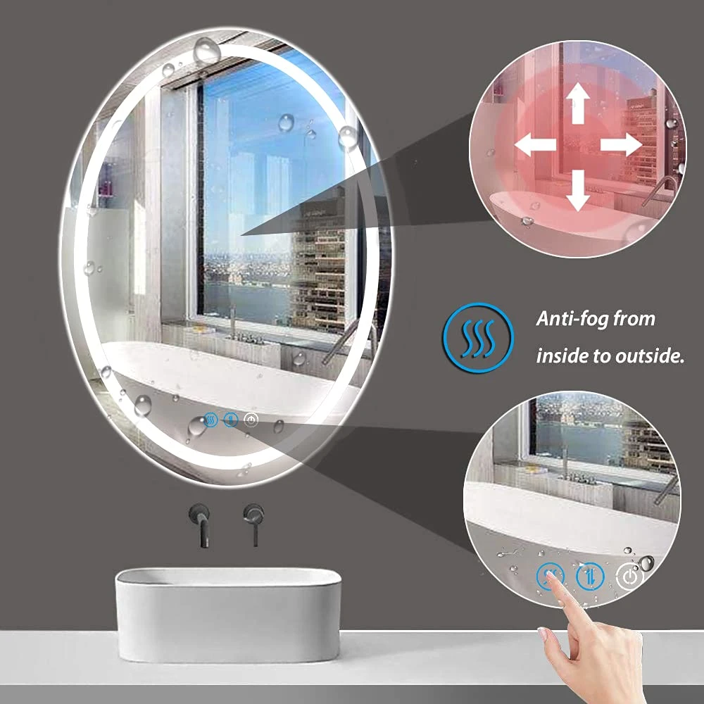 Rectangle Round Hotel Home Decor Lighted Bathroom Illuminated Backlit LED Mirror with OEM Packaging