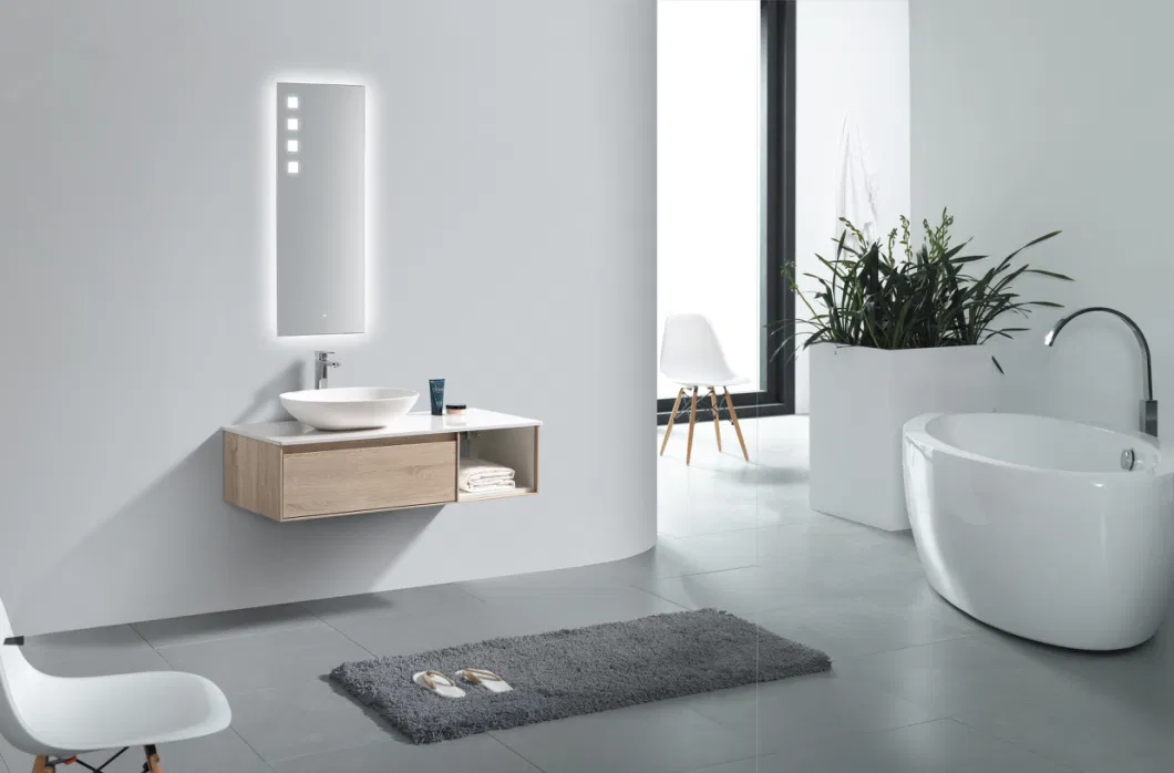 Wooden Bathroom Vanity with Sink Wall Hung with LED Mirror